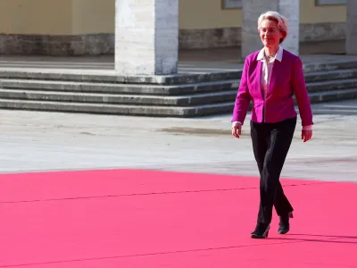 European Commission President Ursula von der Leyen arrives for the EU-Western Balkans summit in Tirana, Albania, December 6, 2022. REUTERS/Florion Goga