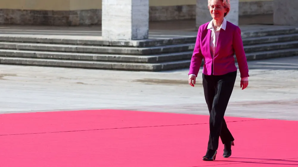 European Commission President Ursula von der Leyen arrives for the EU-Western Balkans summit in Tirana, Albania, December 6, 2022. REUTERS/Florion Goga