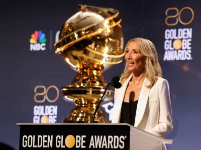 Hollywood Foreign Press Association (HFPA) President Helen Hoehne speaks during the 80th Annual Golden Globe Awards Nominations announcement in Beverly Hills, California, U.S. December 12, 2022. REUTERS/Mario Anzuoni