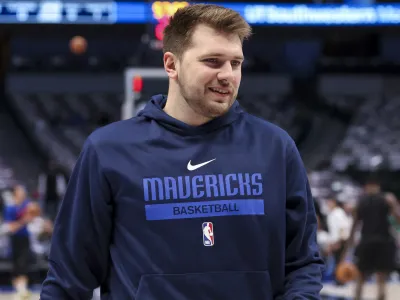 Nov 15, 2022; Dallas, Texas, USA; Dallas Mavericks guard Luka Doncic (77) laughs before the game against the LA Clippers at American Airlines Center. Mandatory Credit: Kevin Jairaj-USA TODAY Sports