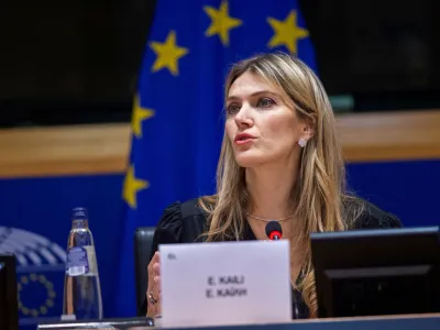 European Parliament vice president, Greek socialist Eva Kaili, is seen at the European Parliament in Brussels, Belgium December 7, 2022. European Union 2022 - Source: EP/­Handout via REUTERS ATTENTION EDITORS - THIS IMAGE WAS PROVIDED BY A THIRD PARTY. NO RESALES. NO ARCHIVES