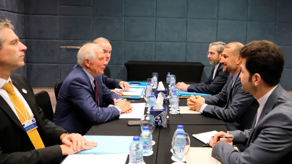 Iran's Foreign Minister Hossein Amir Abdollahian meets with High Representative of the European Union for Foreign Affairs and Security Policy Josep Borrell, ahead of the "Baghdad Conference for Cooperation and Partnership" in Amman, Jordan December 20, 2022. Majid Asgaripour/ WANA (West Asia News Agency)/Handout via REUTERS ATTENTION EDITORS - THIS IMAGE HAS BEEN SUPPLIED BY A THIRD PARTY