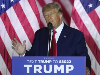 FILE - Former President Donald Trump speaks as he announces a third run for president, at Mar-a-Lago in Palm Beach, Fla., Tuesday, Nov. 15, 2022. A special grand jury investigating whether then-President Donald Trump and his allies illegally tried to overturn his defeat in the 2020 election in Georgia appears to be wrapping up its work, but many questions remain. The investigation is one of several that could result in criminal charges against the former president as he asks voters to return him to the White House in 2024. (AP Photo/Rebecca Blackwell, File)