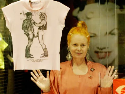 FILE PHOTO: British designer Vivienne Westwood is seen at the launch of a retrospective of her work at the Victoria and Albert Museum in London, March 30, 2004./File Photo