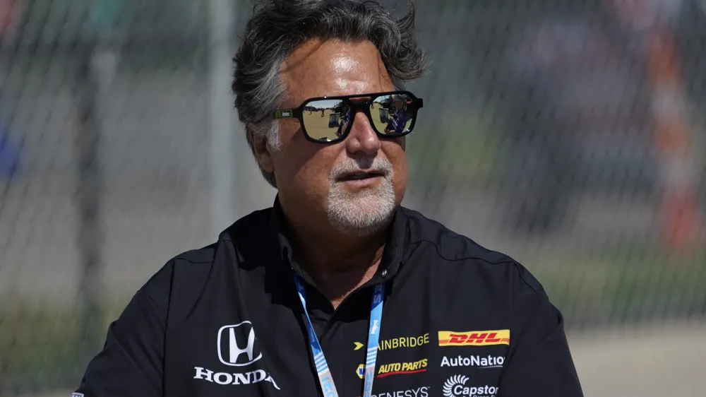 FILE - Team owner Michael Andretti looks on during practice for the IndyCar Detroit Grand Prix auto racing doubleheader on Belle Isle in Detroit, on June 11, 2021. General Motors will attempt to enter Formula One by partnering with Andretti Global under its Cadillac banner as it supports Michael Andretti's bid to launch a two-car American team. (AP Photo/Paul Sancya, File)