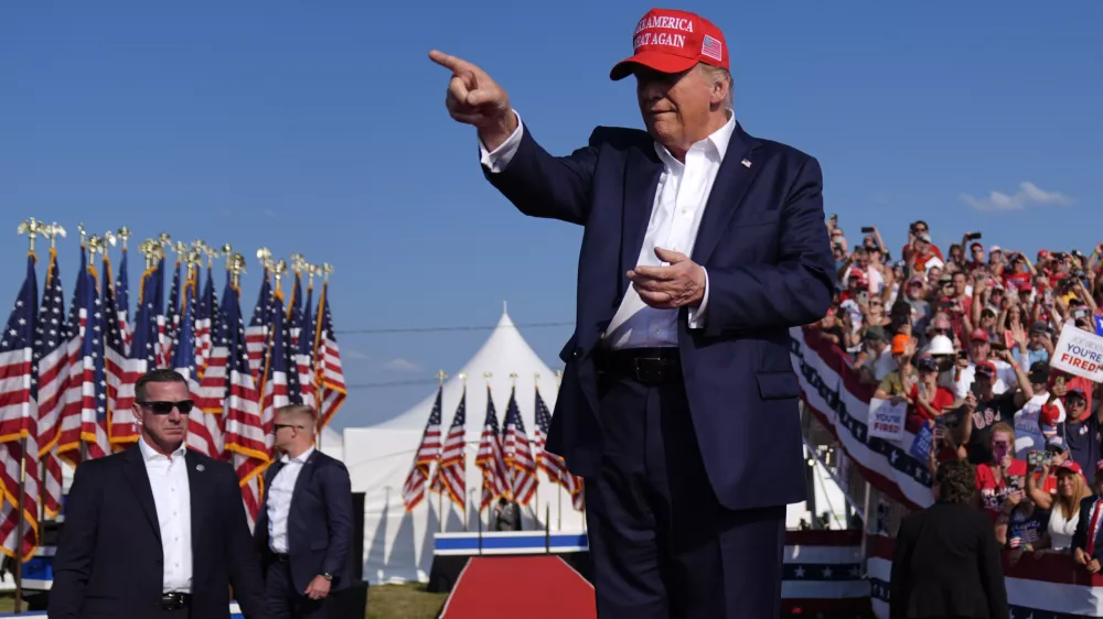 Republican presidential candidate former President Donald Trump arrives for a campaign rally, Saturday, July 13, 2024, in Butler, Pa. (AP Photo/Evan Vucci)