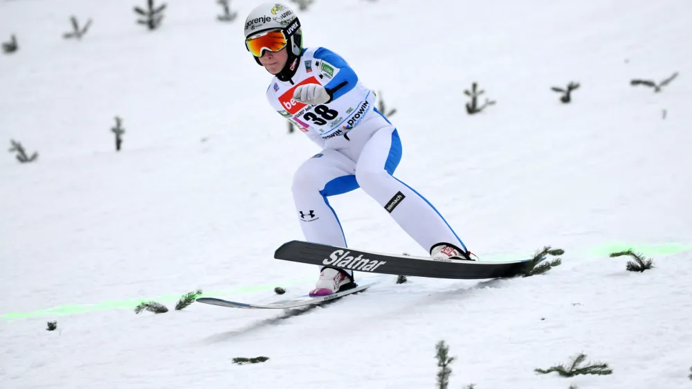 ﻿Ski Jumping - Ski Jumping World Cup 2021 - Klingenthal, Germany - December 11, 2021 Slovenia's Nika Prevc after competing in the women's large hill ski jump REUTERS/Annegret Hilse