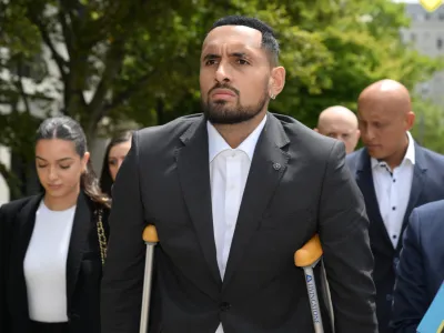 Tennis star Nick Kyrgios arrives at the ACT Magistrates Court in Canberra, Friday, February 3, 2023. Nick Kyrgios is due to make an application to have a common assault charge against him dismissed due to his mental health. (AAP Image/Mick Tsikas) NO ARCHIVING