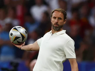 FILE PHOTO: Soccer Football - Euro 2024 - Final - Spain v England - Berlin Olympiastadion, Berlin, Germany - July 14, 2024 England manager Gareth Southgate reacts REUTERS/Lee Smith/File Photo