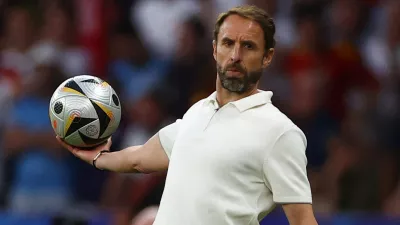 FILE PHOTO: Soccer Football - Euro 2024 - Final - Spain v England - Berlin Olympiastadion, Berlin, Germany - July 14, 2024 England manager Gareth Southgate reacts REUTERS/Lee Smith/File Photo