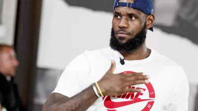 FILED - 02 September 2018, Berlin: Los Angeles Lakers' LeBron James speaks during a promotion tour under the name of "More than an athlete". Basketball superstar LeBron James has been named as one of the two United States flag bearers for Friday's opening ceremony of the Paris Olympics. Photo: Carsten Koall/dpa