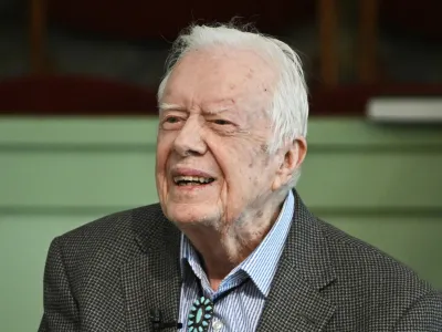 FILE - In this Nov. 3, 2019 file photo, former President Jimmy Carter teaches Sunday school at Maranatha Baptist Church in Plains, Ga. The Carter Center says Carter has entered home hospice care, Saturday, Feb. 18, 2023. The foundation created by the 98-year-old former president says that after a series of short hospital stays, Carter "decided to spend his remaining time at home with his family and receive hospice care instead of additional medical intervention." (AP Photo/John Amis, File)