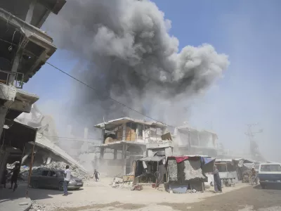 Smoke rises following Israeli bombardments in Khan Younis, Gaza Strip, Monday, July 22, 2024. (AP Photo/Abdel Kareem Hana)