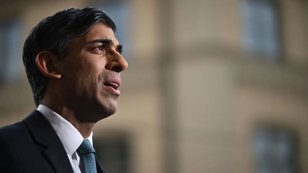 Britain's Prime Minister Rishi Sunak gives a tv interview on the sidelines of the Munich Security Conference (MSC) in Munich, Germany, February 18, 2023. Ben Stansall/Pool via REUTERS