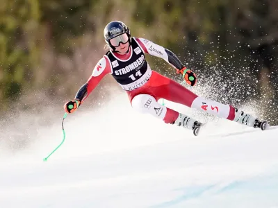 Alpine Skiing - FIS Alpine Ski World Cup - Kvitfjell, Norway - March 3, 2023 Austria's Cornelia Huetter in action during the women's Super G Stian Lysberg Solum/NTB via REUTERS  ATTENTION EDITORS - THIS IMAGE WAS PROVIDED BY A THIRD PARTY. NORWAY OUT. NO COMMERCIAL OR EDITORIAL SALES IN NORWAY.