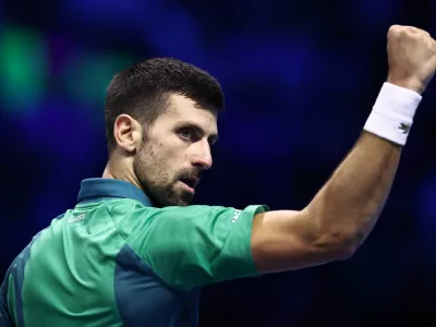 Tennis - ATP Finals - Pala Alpitour, Turin, Italy - November 19, 2023 Serbia's Novak Djokovic reacts during the final against Italy's Jannik Sinner REUTERS/Guglielmo Mangiapane