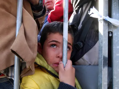 ﻿A migrant boy waits to cross the border between Slovenia and Austria in Sentilj, Slovenia, Wednesday, Nov. 4, 2015. Hundreds of thousands of migrants have flooded to northern Europe in recent months seeking to escape war and poverty and start a new life. (AP Photo/Ronald Zak)