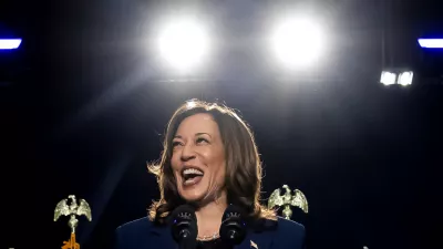 U.S. Vice President Kamala Harris addresses a crowd of supporters during her first campaign event as a candidate for president at West Allis High School in West Allis, Wisconsin, U.S., July 23, 2024. REUTERS/Kevin Mohatt