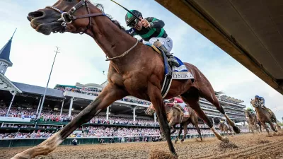 Mystik Dan, with Brian Hernandez Jr, up, wins the 150th Running of The Kentucky Derby at Churchill Downs in Louisville, Kentucky, May 4. Michael Clevenger and O'Neil Arnold-USA TODAY Sports