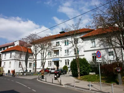 HY36RB CROATIA ZAGREB, 13 MARCH 2017: The main entrance for visitors in the clinical hospital Holy spirit (Sveti duh), Croatia