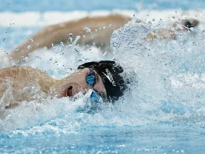 Paris 2024 Olympics - Swimming - Men's 200m Freestyle - Heats - Paris La Defense Arena, Nanterre, France - July 28, 2024. Saso Boskan of Slovenia in action during heat 1. REUTERS/Clodagh Kilcoyne