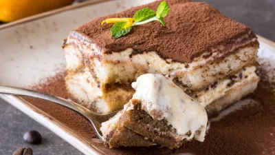 ﻿Italian Dessert Tiramisu with Mascarpone Cheese and Espresso Coffee