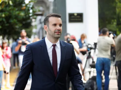 Milojko Spajic, leader of Europe Now Movement walks outside a polling station during snap parliamentary elections in Podgorica, Montenegro, June 11, 2023. REUTERS/Stevo Vasiljevic