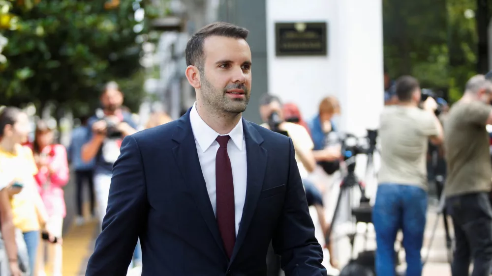 Milojko Spajic, leader of Europe Now Movement walks outside a polling station during snap parliamentary elections in Podgorica, Montenegro, June 11, 2023. REUTERS/Stevo Vasiljevic