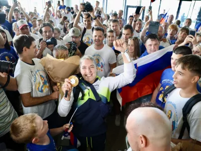 Sprejem za Andrejo Leški na Brniku.