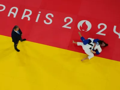 Paris 2024 Olympics - Judo - Women -70 kg Final - Champ-de-Mars Arena, Paris, France - July 31, 2024. Barbara Matic of Croatia in action against Miriam Butkereit of Germany. REUTERS/Kim Kyung-Hoon