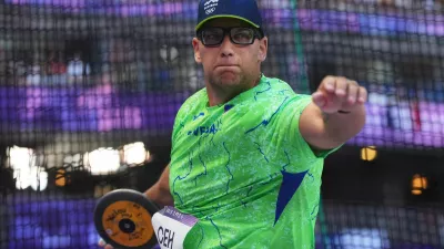 Paris 2024 Olympics - Athletics - Men's Discus Throw Qualification - Gp B - Stade de France, Saint-Denis, France - August 05, 2024. Kristjan Ceh of Slovenia in action. REUTERS/Aleksandra Szmigiel