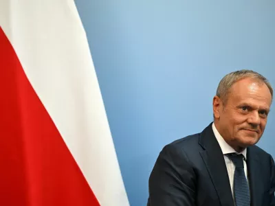 FILE PHOTO: Poland's Prime Minister Donald Tusk reacts during a UK Bilateral meeting with Britain's Prime Minister Keir Starmer, at the European Political Community meeting, at Blenheim Palace in Woodstock, Britain, on July 18, 2024.   JUSTIN TALLIS/Pool via REUTERS/File Photo