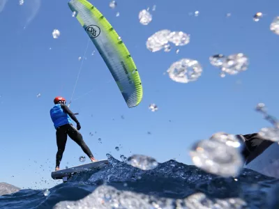 Paris 2024 Olympics - Sailing - Men's Kite Final - Marseille Marina, Marseille, France - August 09, 2024. Maximilian Maeder of Singapore before the race. REUTERS/Andrew Boyers