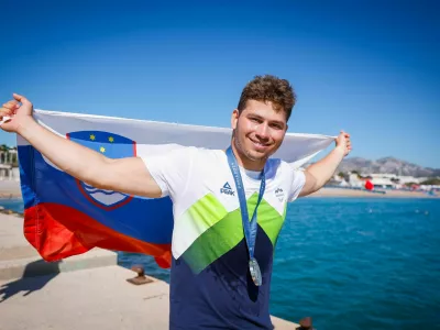 Francija, Marseille.Poletne olimpijske igre 2024 v Parizu.Formula kajt, finale.Slovenski jadralec Toni Vodisek.