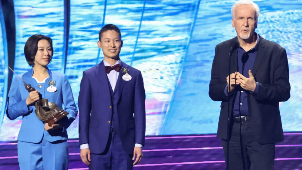 James Cameron speaks as he is honoured at the 2024 Disney Legends Awards during Disney's D23 Expo in Anaheim, California, U.S., August 11, 2024. REUTERS/Mario Anzuoni