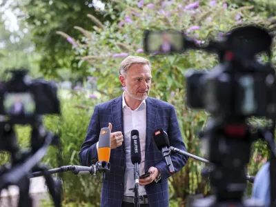 16 August 2024, North Rhine-Westphalia, Duesseldorf: German Finance Minister Christian Lindner states the agreement reached on the German federal budget for 2025. Photo: Christoph Reichwein/dpa