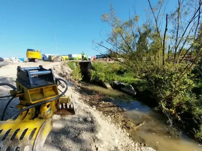 Rekonstrukcija vtočnega objekta v staro Pšato v občini Mengeš. Foto: Vesna Levičnik