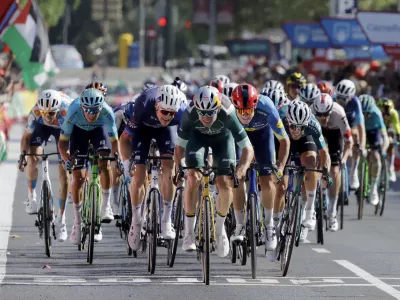 Cycling - Vuelta a Espana - Stage 7 - Archidona to Cordoba - Spain - August 23, 2024 Team Visma | Lease A Bike's Wout Van Aert wins stage 7 REUTERS/Jon Nazca