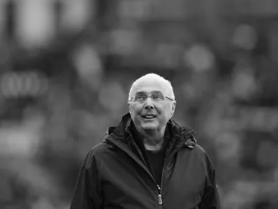 FILE - Former England manager Sven-Goran Eriksson loos around before the start of an exhibition soccer match between Liverpool Legends and Ajax Legends at Anfield Stadium, Liverpool, England, Saturday March 23, 2024. Eriksson the Swedish soccer manager who spent five years as England's first ever foreign-born coach, has died. He was 76, it was announced on Monday, Aug. 26, 2024. (AP Photo/Jon Super, File)