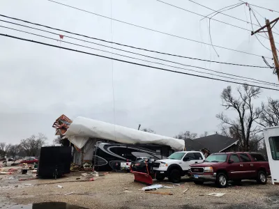 A general view shows damaged buildings, in the aftermath of a tornado in Colona, Illinois, U.S., April 4, 2023, in this picture obtained from social media. Amber Real via TMX/via REUTERS THIS IMAGE HAS BEEN SUPPLIED BY A THIRD PARTY. MANDATORY CREDIT. NO RESALES. NO ARCHIVES.