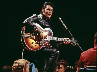 Elvis Presley performs during his 1968 TV comeback special, filmed at the NBC Studios, in Burbank, California, U.S., in this handout image. Elvis Presley Enterprises LLC/Handout via REUTERS  THIS IMAGE HAS BEEN SUPPLIED BY A THIRD PARTY. NO RESALES. NO ARCHIVES. MANDATORY CREDIT. EDITORIAL USE FOR REPORTING ON "ELVIS EVOLUTION" ONLY. NO NEW USAGE AFTER 0001 GMT ON JANUARY 18, 2024.