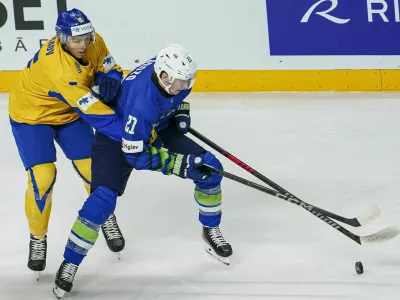 Slovenski hokejisti so proti Ukrajini dosegli edino zmago v kvalifikacijah za olimpijske igre. Foto: IIHF