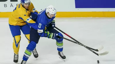 Slovenski hokejisti so proti Ukrajini dosegli edino zmago v kvalifikacijah za olimpijske igre. Foto: IIHF