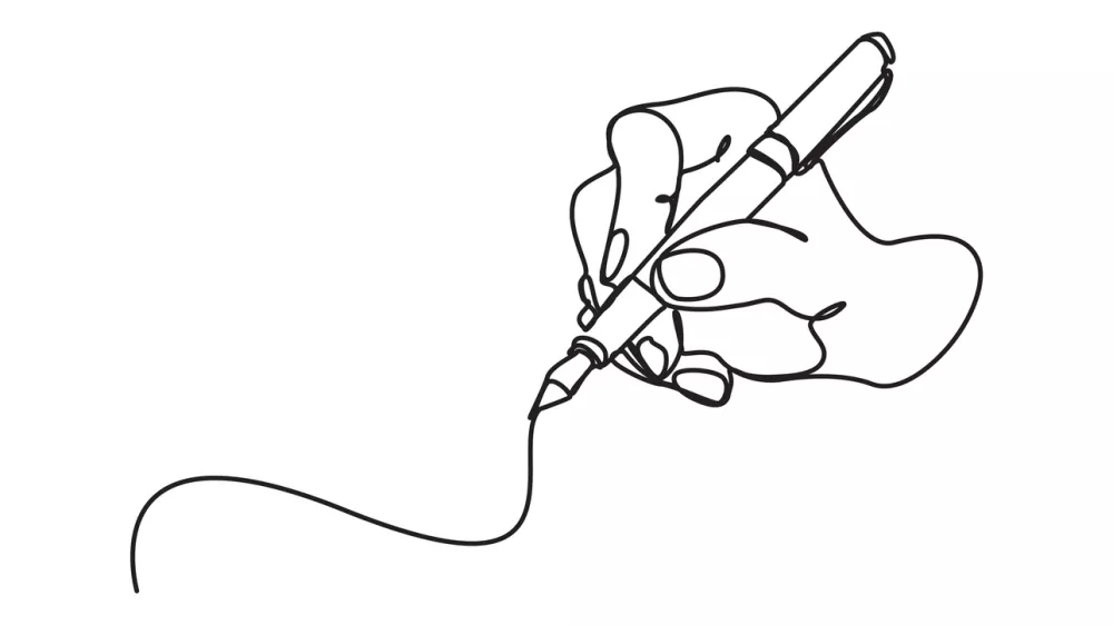 One line hand writing continuous line drawing hand with pen line art illustration / Foto: Nitinan Chumdavong