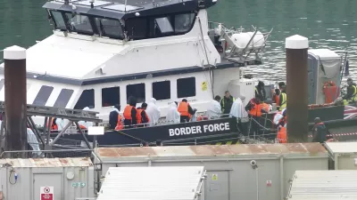 A group of people thought to be migrants are brought in to Dover, Kent, from a Border Force vessel following a small boat incident in the Channel, Wednesday Sept. 4, 2024. (Gareth Fuller/PA via AP)