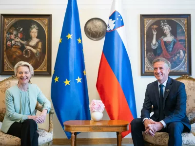 Brdo pri Kranju, grad Brdo.Pogovori na stiri oci predsednika vlade Roberta Goloba in predsednice Evropske komisije Ursule von der Leyen.