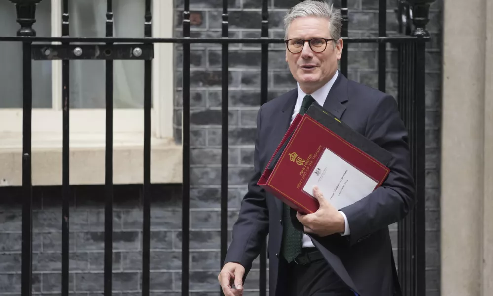 Britain's Prime Minster Keir Starmer departs 10 Downing Street to go to the House of Commons for his weekly Prime Minister's Questions in London, Wednesday, Sept. 4, 2024. (AP Photo/Kin Cheung)