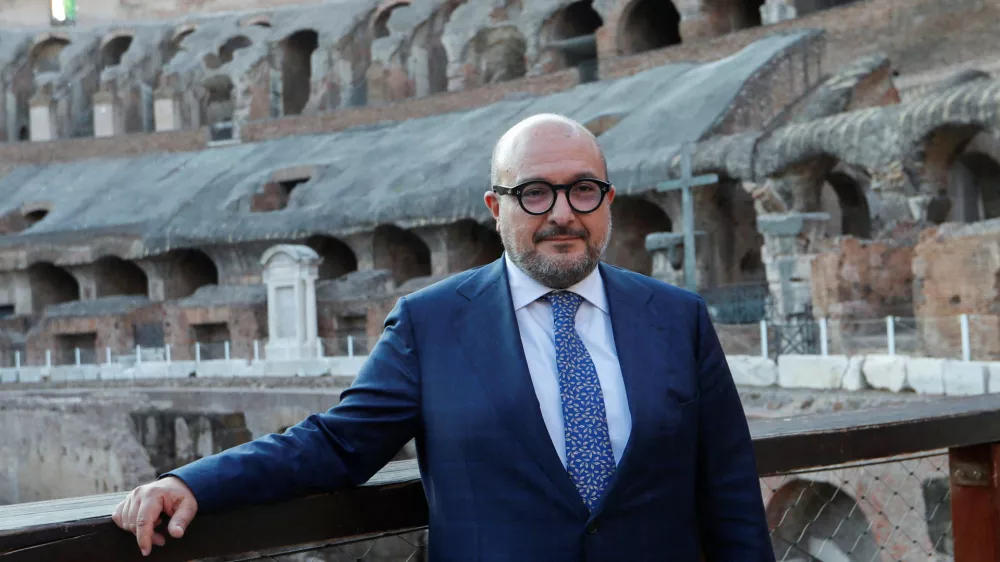 FILE PHOTO: Italian Minister of Culture Gennaro Sangiuliano poses for photographers at the end of an event inside the Colosseum, Rome, Italy May 30, 2023. REUTERS/Remo Casilli/File Photo