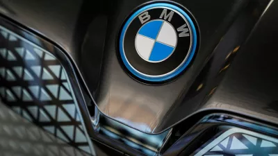 FILE PHOTO: A BMW car logo is displayed during a media tour at the plant of German automaker BMW in San Luis Potosi, Mexico, February 3, 2023. REUTERS/Toya Sarno Jordan/File Photo