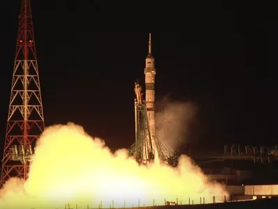 In this photo taken from video released by Roscosmos space corporation, the Soyuz-2.1 rocket booster with Soyuz MS-26 space ship carrying Roscosmos cosmonauts Alexey Ovchinin, Ivan Vagner and NASA astronaut Don Pettit, a new crew to the International Space Station, ISS, blasts off in the Russian leased Baikonur cosmodrome, Kazakhstan, Wednesday, Sept. 11, 2024. (Roscosmos space corporation, via AP)